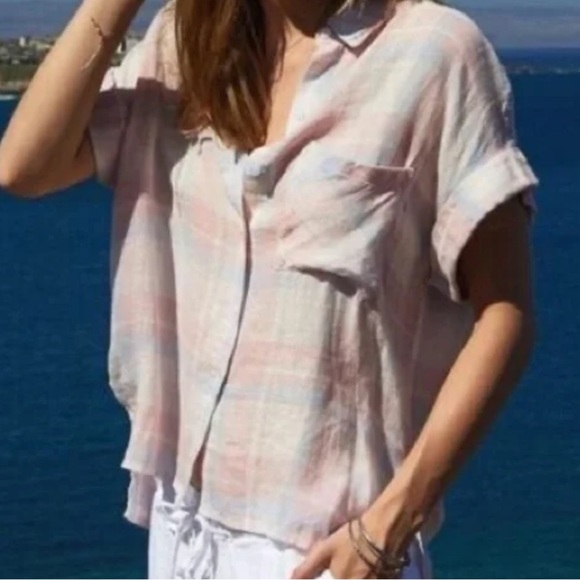Rails Whitney Linen Verona Plaid Oversized Camp Button Down Shirt S - Picture 1 of 9